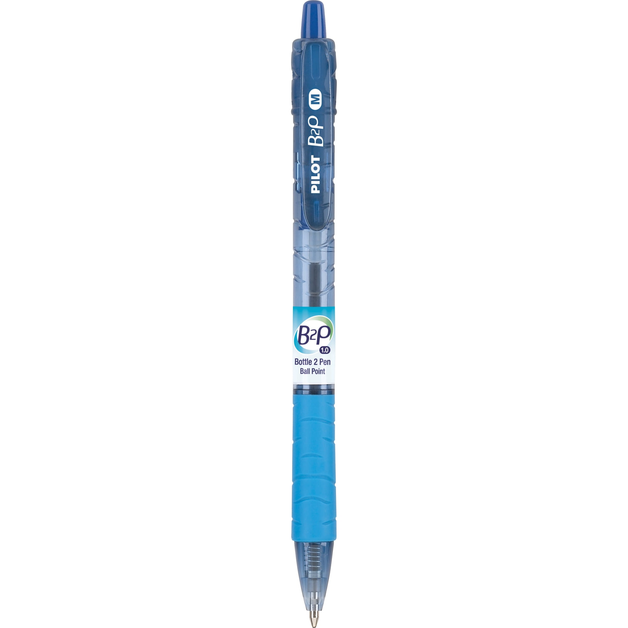 Pilot® B2P 'Bottle To Pen' Retractable Ballpoint Pens, Medium Point, 1.0 mm, 86% Recycled, Translucent Blue Barrels, Blue Ink, Pack Of 12