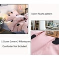 thumbnail image 5 of Blush Pink Love Heart Print Duvet Cover Twin Black and Dusty Rose Bedding Set Reversible Blue White Striped Microfiber Comforter Cover, 5 of 6
