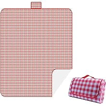 Outdoor Picnic Blankets Waterproof Foldable Sandproof, Large Gingham Cute Picnic Mat Washable Portable for Park Beach Camping Courtyard (60"×80")