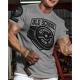 thumbnail image 2 of Gymish Old School Workout T-Shirt for Men, Funny Gym Shirt, Lifting Tee, Deadlift Shirt, Men's Athletic Top, Heather Grey with Sleeve Logo, X-Large, 2 of 6