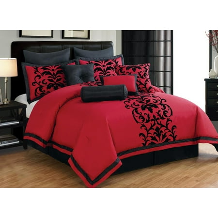 10 Piece Dawson Black And Red Comforter Set Walmart Com