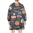 thumbnail image 2 of Navy Blue Baseball Football Pattern Wearable Oversized Blanket,Wearable Blanket Hoodie for Adults,Cozy Hooded Blankets with Super Pockets,Super Warm Fuzzy Pullover for Women & Men, 2 of 6