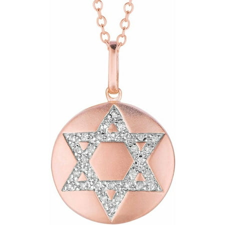 0.11 Carat T.W. Diamond Rose Gold-Plated Sterling Silver Round Star of David Disc Pendant