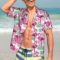 thumbnail image 4 of Uemuo Flamingo Printed Regular Fit Short Sleeve Casual Hawaiian Shirt for Men,Aloha shirt,Tropical shirt,Floral print shirt,Vacation Beach shirt-, 4 of 9