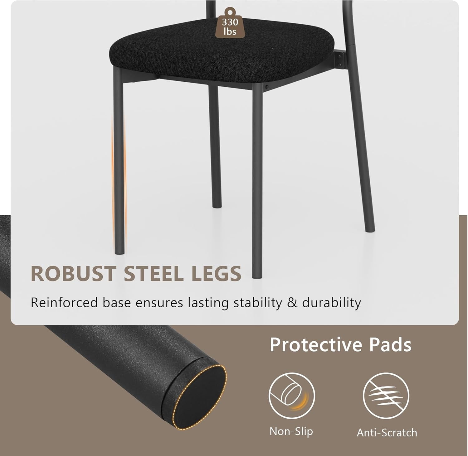Upholstered Dining Chairs Set of 4, Stackable Modern Dining Room Chairs, Kitchen Chairs w/Soft Velvet Backrest & Sturdy Metal Legs ,Black
