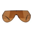 thumbnail image 1 of Color Mirror Futuristic Flat Top Shield Rimless Sunglasses Gold Brown, 1 of 5