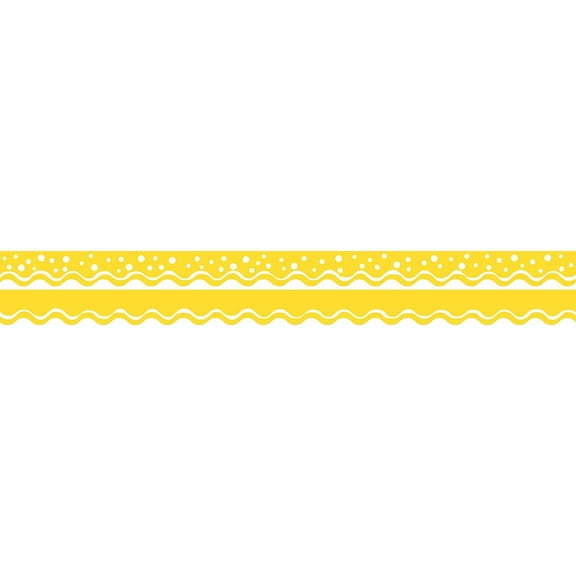 Barker Creek Double-Sided Scalloped Border, Happy Lemon Yellow, for Bulletin Boards, Reception Areas, Halls, Break Rooms, Office, School, Home Learning Decor, 2.25” x 39’ (997)