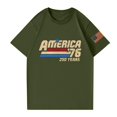 thumbnail image 4 of Hogleaql Mens Usa Flag Graphic Tshirt Patriotic Short Sleeve Crew Neck American Flag Print T-Shirts Casual Independence Day Loose Pullover Army Green 2XL, 4 of 4