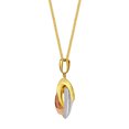 thumbnail image 2 of 14k Tri-tone Gold Round Infinity Pendant with 1.4-mm Flat Wheat Chain, 2 of 3
