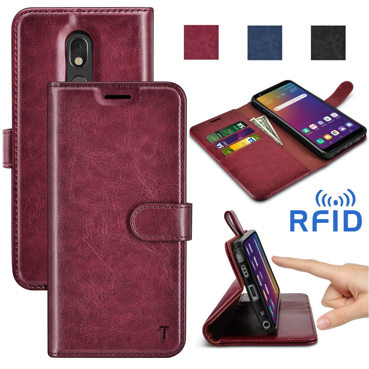 Download LG Stylo 5 Case, LG Stylo 5/Stylo 5V/Stylo 5 Plus Wallet Case,Tinysaturn RFID Blocking Secure ...