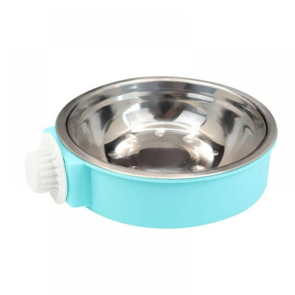 Crate Dog Bowl Stainless Steel Removable Hanging Food Water Bowl Cage Coop Cup for Dogs Cats Birds Small Animals (Pink  Small)