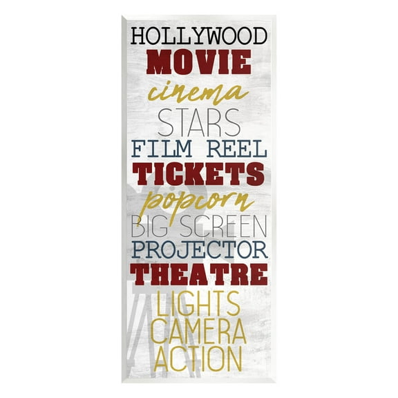Vintage Cinema Projector Movie List Typography Graphic Art Unframed Art Print Wall Art