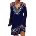 thumbnail image 1 of JustVH Women Sexy Off Shoulder Flared Long Sleeve Floral Vintage T-Shirt Dress, 1 of 4