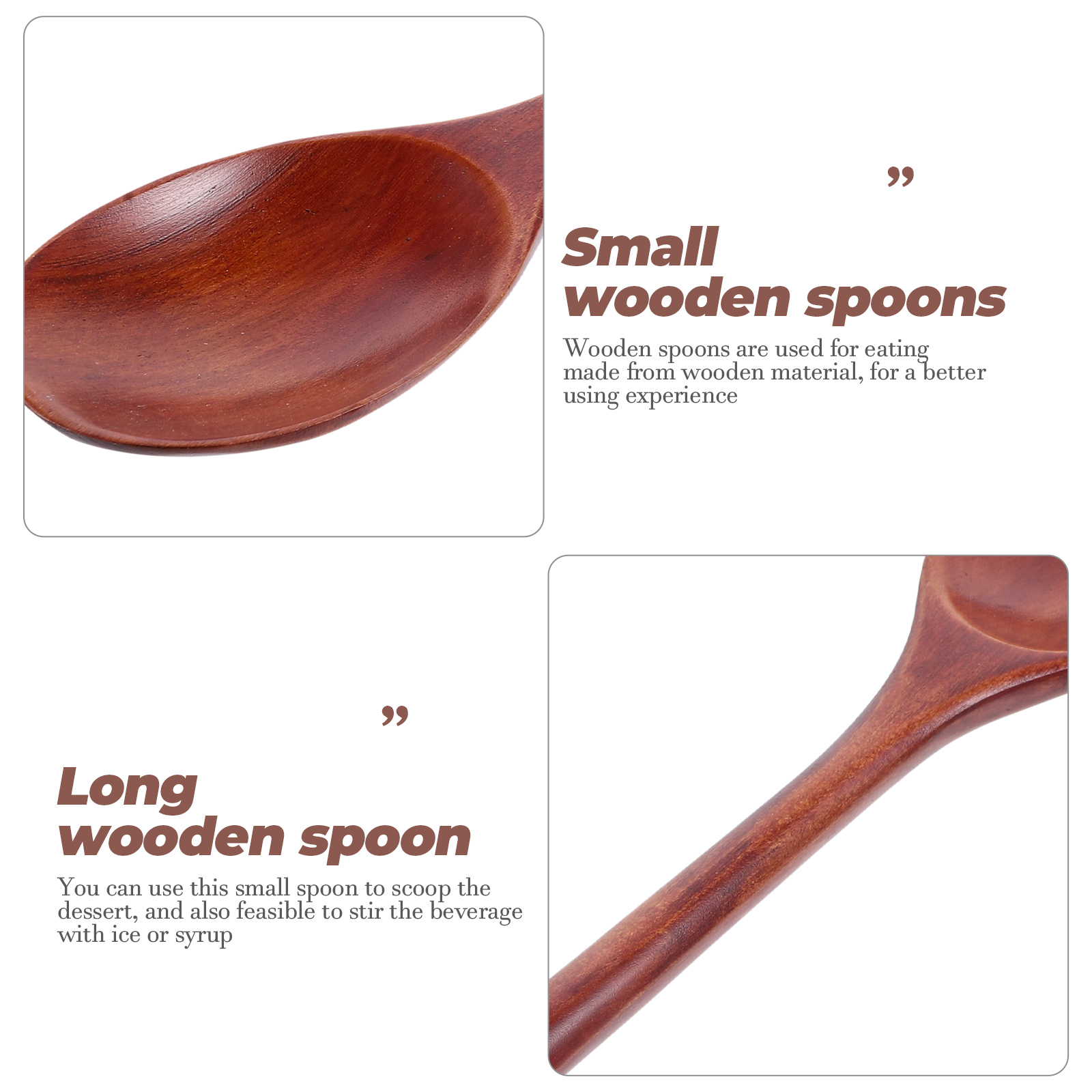 HAMPPLIES  Brown Wooden Spoons for Home Use Easy to Clean and Store
