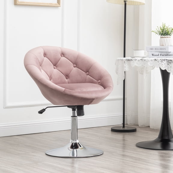 Noas Velvet Upholstered Tufted Back Swivel Accent Chair in Mauve
