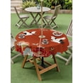 thumbnail image 4 of Outdoor Tablecloths with Umbrella Hole & Zipper, Red Crane Round Tablecloth 54 Inch, Vintage Red Teal Spring Floral Botanical Waterproof Table Cloth, Patio/Pool/Picnic Table Covers, 4 of 8
