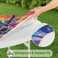 thumbnail image 5 of Colorful Rainbow Tie Dye Spiral Pattern Round Fitted Tablecloth with Elastic Edge,Dining Table Cover Waterproof,Outdoor Round Tablecloth for Camping,Dining,Indoor and Outdoor, 5 of 7