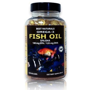 Omega-3 Fish Oil 1000 mg 180 Softgels by Best Naturals Providing 300 mg of (EPA+DHA) - Cholesterol Free - Molecularly