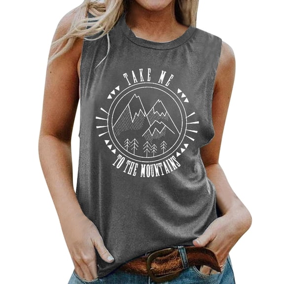 Tank Tops For Women Casual Sunrise Print Tank Hiking Mountain Sleeveless Shirt Tees Vest Tops Camisole Tops For Women