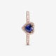thumbnail image 5 of Anillo Pandora con forma de corazón elevado, azul brillante, oro rosado de 14 k, 5 of 6