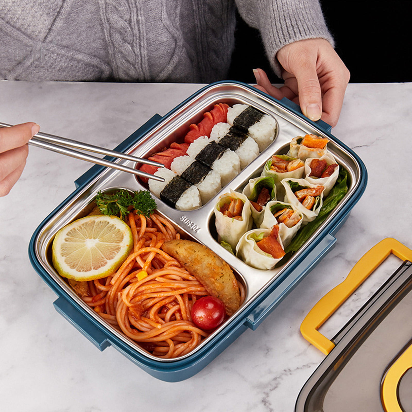 Bentgo® Classic - Adult Bento Box, All-in-One Stackable Lunch Box Container  with 3 Compartments, Plastic Utensils, and Nylon Sealing Strap, BPA Free