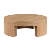 Beautiful by Drew Barrymore Mod Round Coffee Table, Warm Honey Finish