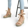 thumbnail image 5 of BURUDANI Womens Open Toe Espadrilles Wedges Tie Lace Up Cute Ankle Strap Platform Sandals Dressy Shoes, 5 of 6