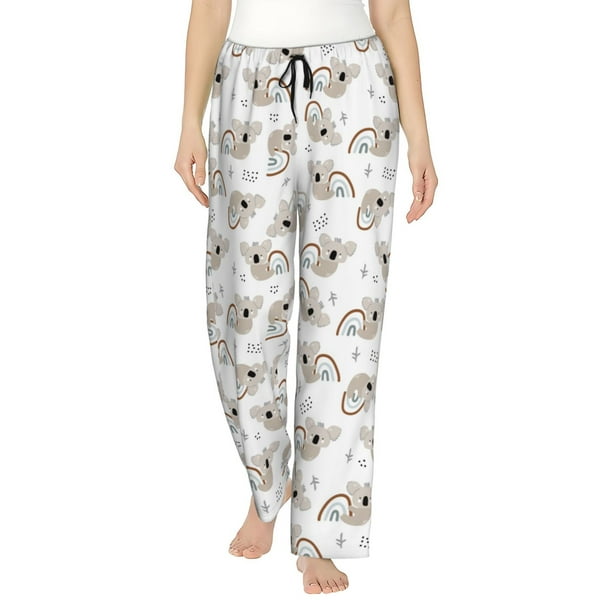 Balery Cartoon Koala Pantalones de pijama para mujer, pijamas ultraligeros, pantalones de estar por casa-X-Large