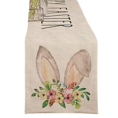 

Easter Table Runner Bunny Flower Dining Table Decoration for Party