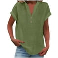thumbnail image 1 of Camiseta sin mangas de verano holgada con cuello en V y pliegues para mujer: blusa fluida sin mangas con dobladillo curvo., 1 of 5