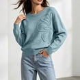 thumbnail image 3 of CHGBMOK Cropped Knit Sweater for Women Crew Neck Long Sleeve Drop Shoulder Pullover Relaxed Fit Casual Tops, 3 of 7