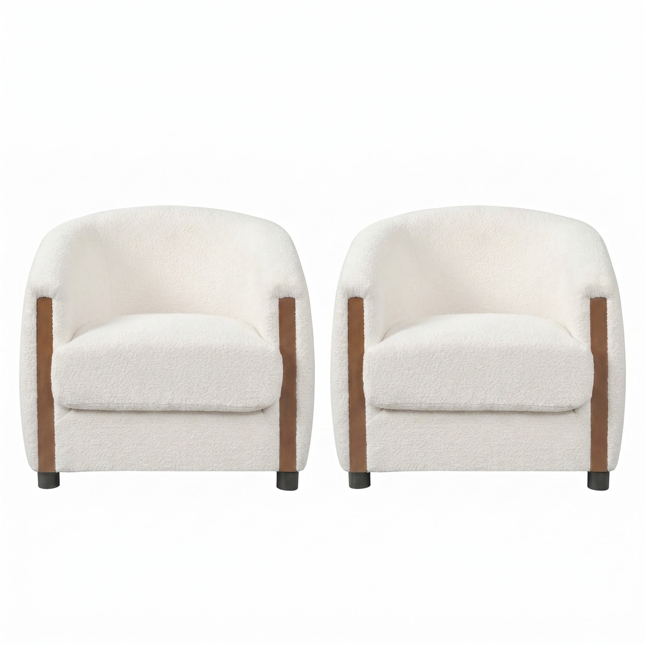 Christopher Knight Home Modern Curved Upholstered Barrel Accent Chair, Removable Cushion, Beige, Set of 2