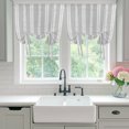 thumbnail image 4 of Boho Leaves Tie Up Curtains 45 Inches Long, Kitchen Window Curtains Over Sink, Grey Abstract Vintage Stripes Farmhouse Small Window Curtains Shade Balloon Curtains Valances for Bedroom/Cafe 34"x45", 4 of 8