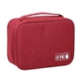 thumbnail image 1 of Travel Electronics Bag, Oxford Cloth Data Cable Storage Bag Separate Storage Adjustable  for Office Wine Red, 1 of 8
