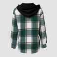 thumbnail image 4 of JUSLIO Button-Up Women Tops Plaid Fleece Hoodies with Pockets Long sleeve Hoodies Green XL, 4 of 6