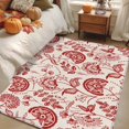 thumbnail image 4 of Farmhouse Red Floral Washable Area Rug 3 x 5 ft Linen Boho Flower Rustic Country , Soft Non Slip Rugs Stain Repellent Indoor Felt Carpet for Living Dining Room Bedroom Home Office, 4 of 9