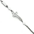 thumbnail image 1 of Bracelet Croix Ondulé en Acier Inoxydable Poli CZ 7.5 Pouces "Bracelets, 1 of 1