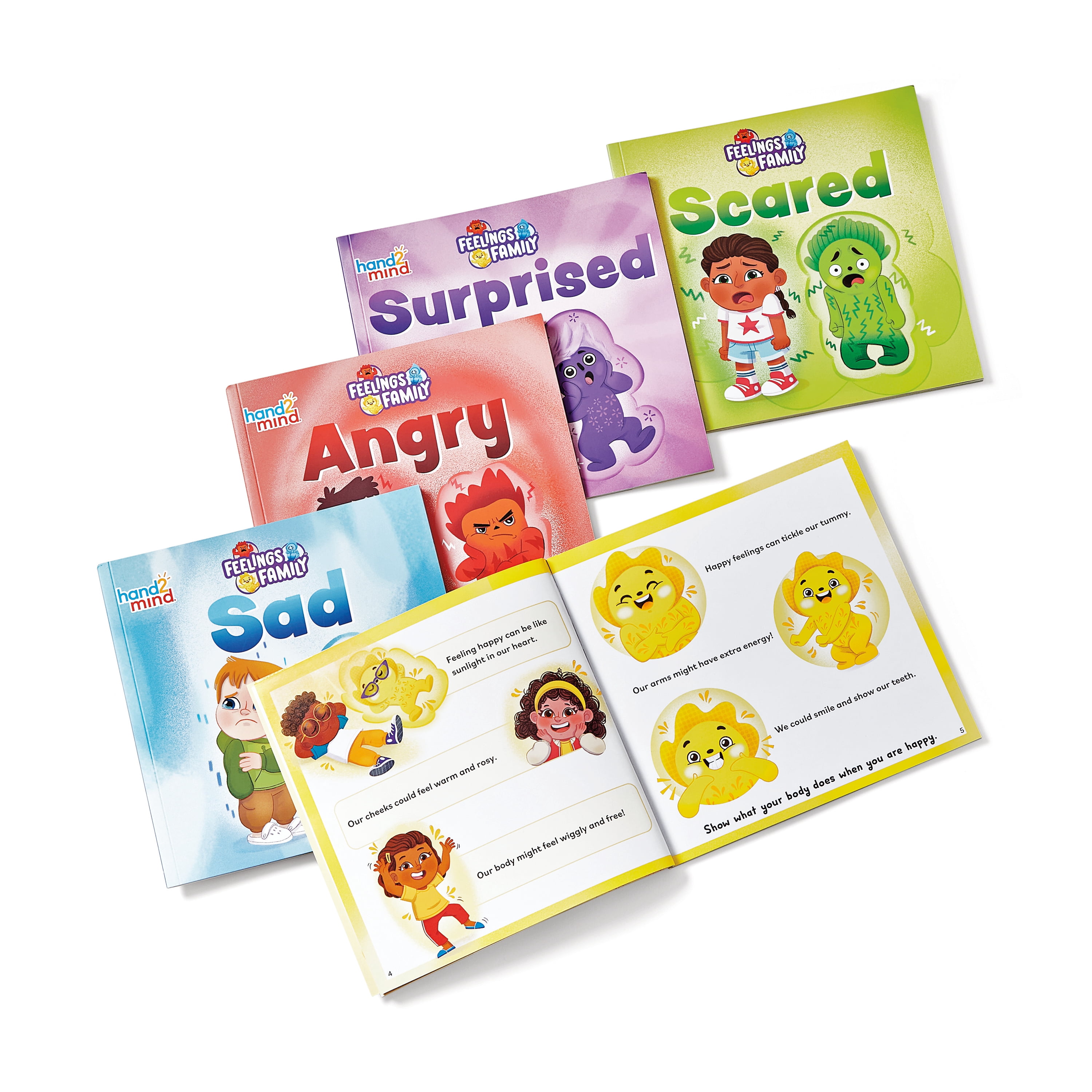 hand2mind Feelings Family™ Book Set Happy, Sad, Angry, Scared & Surprised, Social Emotional Learning Activity