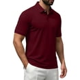 thumbnail image 5 of Men's Classic Short Sleeve Polo Shirt Solid Color Knit Collar Regular Fit Casual Business Top Breathable Comfortable Summer Wear Pullover Performance Shirts Tees, 5 of 5