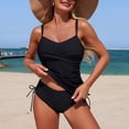 thumbnail image 4 of Sokhug Womens Solid Color Tankini Set Sporty Top with Shorts Two Piece Swimsuit for Women, 4 of 8