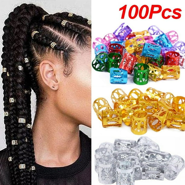 Juego de rastas doradas mixtas de 50 Uds., pinzas para el cabello trenzadas personalizadas para fita callejera, accorios para el cabello bohemios para mujer y niñas, ftival de música