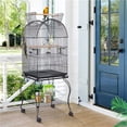 thumbnail image 4 of Alden Design Metal Rolling Bird Cage with 2 Feeders and 2 Wooden Perches, Black, 4 of 10