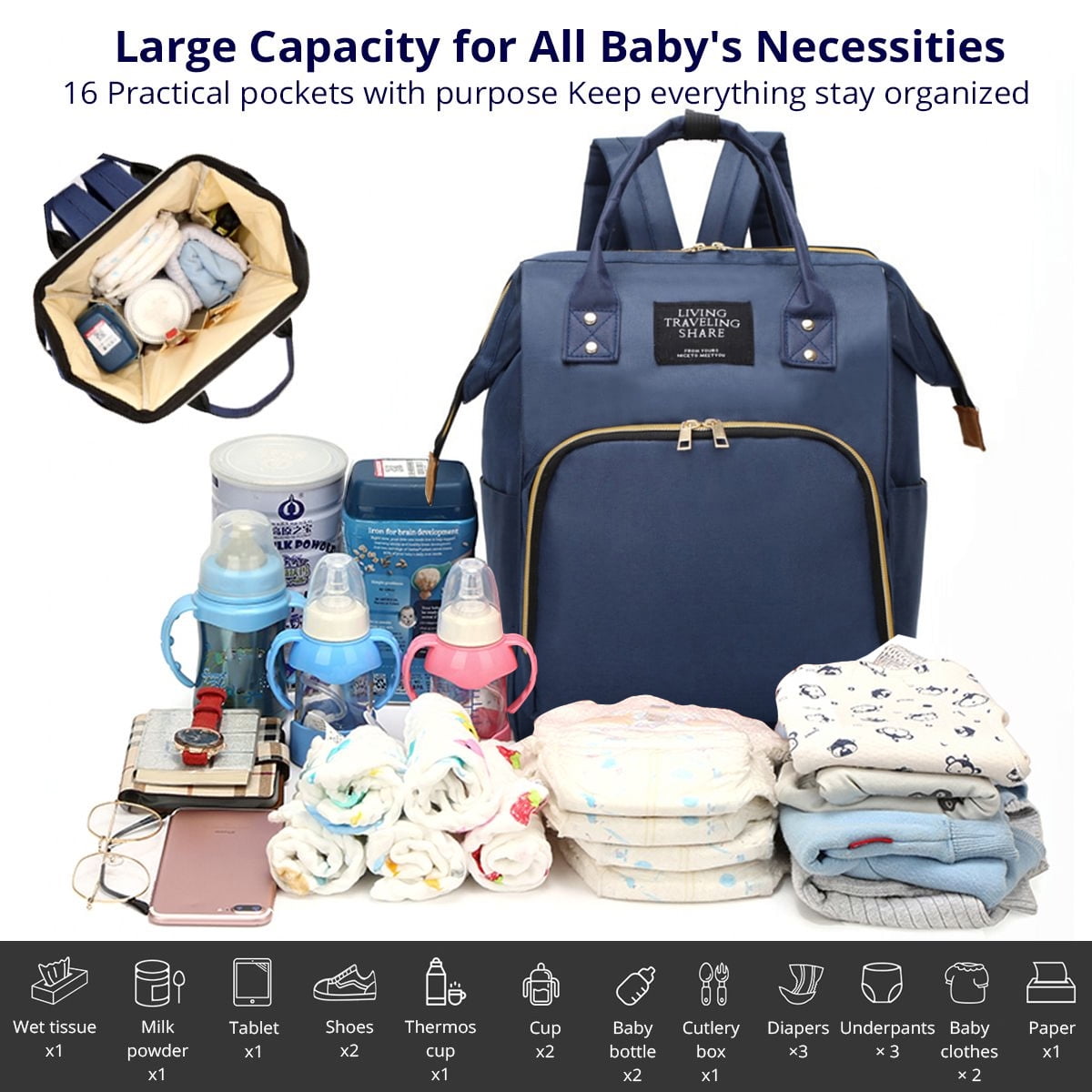 2023 Mommy Bag Mommy Baby Nappy Care Bag Tote Large Nappy Outdoor Travel  Diaper Waterproof Thermal Women Bag New Style Printed Quality Heat-Proof