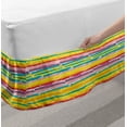 thumbnail image 2 of Colorful Bed Skirt, Hand Drawn Brush Marks with Rainbow Theme Paint Smear Stripes Design Worn out Look, Elastic Bedskirt Dust Ruffle Wrap Around for Bedding Decor, 4 Sizes, Multicolor, by Ambesonne, 2 of 2