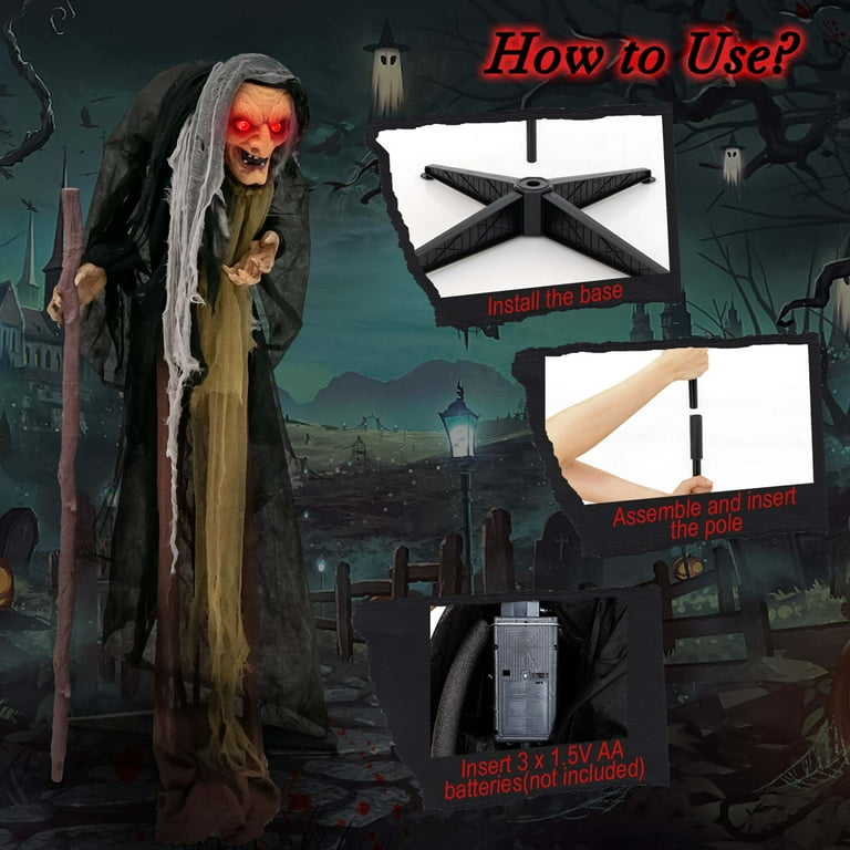 Costway 5FT Halloween Decoration Posable Animatronic Witch with