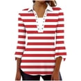 thumbnail image 3 of Jsaierl 3/4 Flounce Sleeve Womens Tops Casual Crew Neck Shirts Trendy Striped Petite Blouses Flowy Holiday Tunic Top S-2XL, 3 of 8