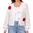 thumbnail image 2 of Edvintorg Cropped Cardigan for Women Halloween V Neck Loose Casual Knit Sweater Lightweight Open Front Top Women Clothing White S-XL, 2 of 7