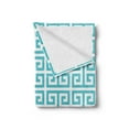 thumbnail image 2 of Greek Key Soft Flannel Fleece Blanket, Geometric Hellenic Fret Pattern in Pastel Blue and White Color Antique Revival, Cozy Plush for Indoor and Outdoor Use, 60" x 80", Seafoam White, by Ambesonne, 2 of 5