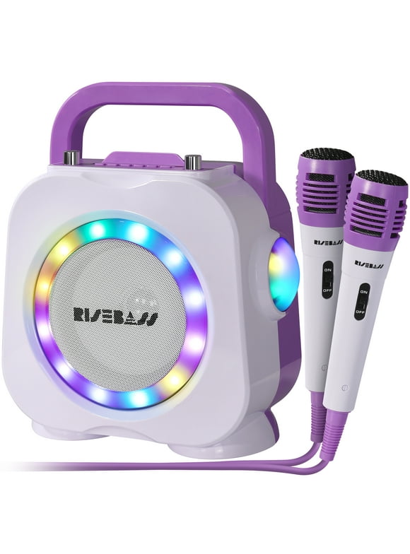 RISEBASS Karaoke Machine for Kids & Adults Singing Machine Speaker with Microphone, Purple