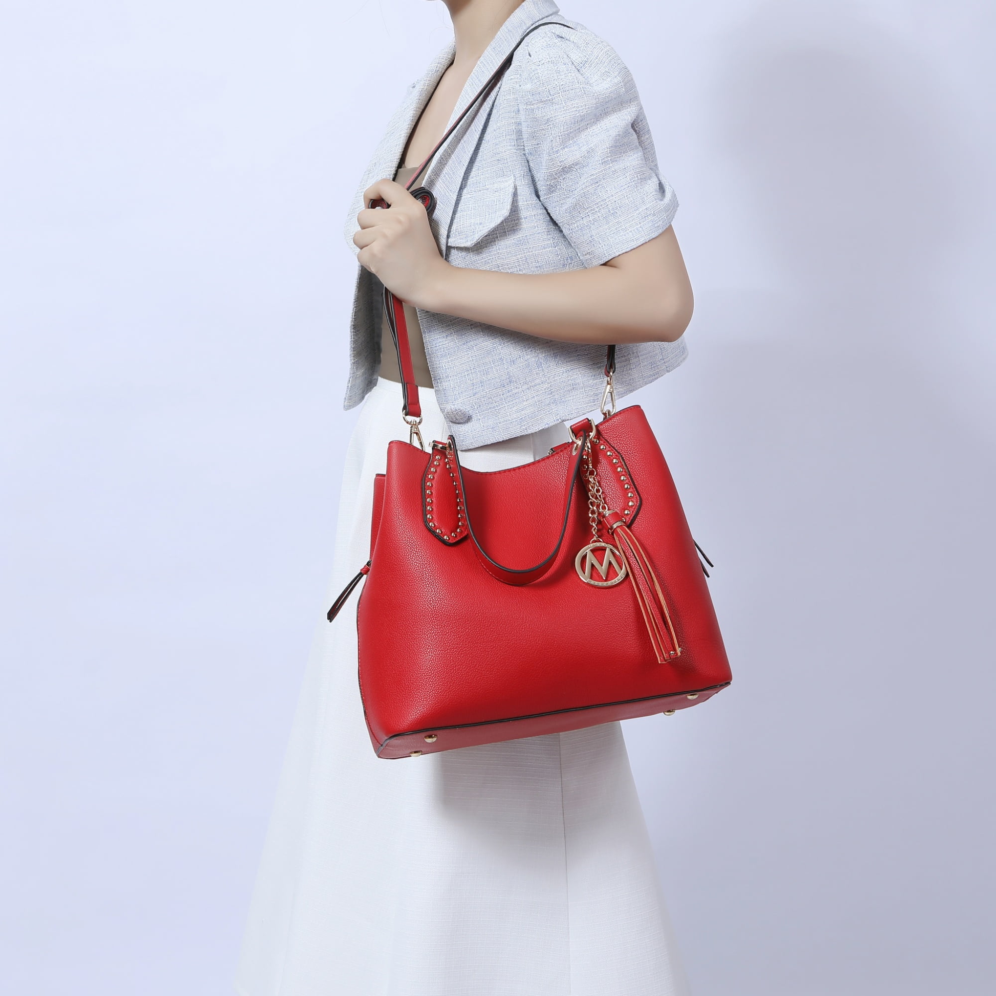 MKF Collection Lana Vegan Leather Women's Hobo Bag, Trendy Shoulder Purse Handbag by Mia K - White